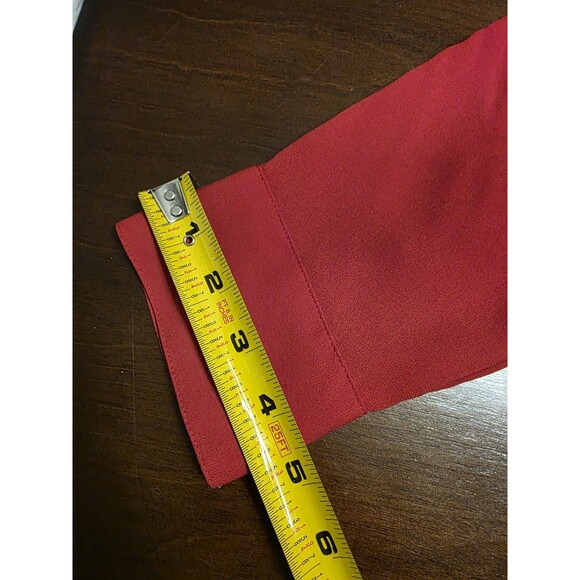 Express Women's Shirt Portofino Button Up Red V-Neck Roll Tab Blouse Top M - Picture 7 of 7